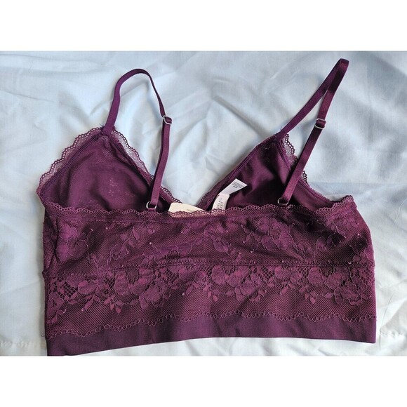 VS floral lace unlined triangle bralette NEW Med Burgany (Wine) - Picture 3 of 7